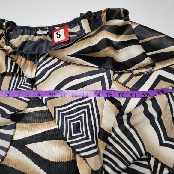 Black and Gold Animal Print Blouse Top with Butterfly Sleeves   Size S  NWOT - Picture 11 of 11